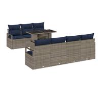 vidaXL Set Divano da Giardino 8 pcs Grigio e Blu Navy polyrattan, Divano modulare moderno per giardino e terrazzo, mobili in rattan resistenti, perfetti per rilassarsi all'aperto