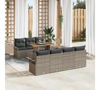 vidaXL Set Divano da Giardino 8 pcs Grigio Poly Rattan