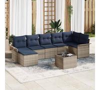 vidaXL Set Divano da Giardino 8 pcs Grigio polyrattan