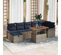vidaXL Set Divano da Giardino 8 pcs Grigio polyrattan, Sofà modulare moderno per giardinaggio e terrazze, sedute flessibili, materiali resistenti ai raggi UV, vani di stoccaggio