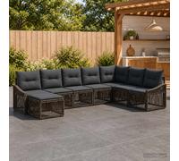 vidaXL Set Divano da Giardino 8 pz Grigio polyrattan