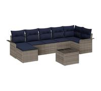 vidaXL Set Divano da Giardino 8 pcs Grigio polyrattan, Set di divani modulari per il giardino: moderno, rettangolare, resistente e perfetto per il patio