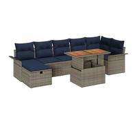 vidaXL Set Divano da Giardino 8 pcs Grigio polyrattan, Sofà modulare moderno per giardinaggio e terrazze, sedute flessibili, materiali resistenti ai raggi UV, vani di stoccaggio