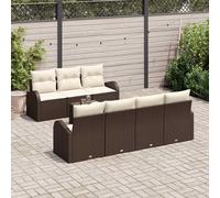 vidaXL Set Divano da Giardino 8 pcs Marrone, Crema 55 x 55 x 37 cm