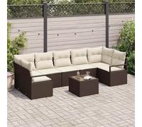 vidaXL Set Divano da Giardino 8 pcs Marrone e Crema 55 x 55 x 37 cm