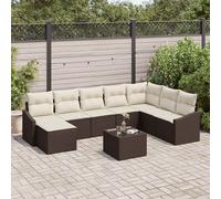 vidaXL Set Divano da Giardino 8 pcs Marrone e Crema polyrattan