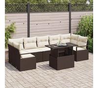 vidaXL Set Divano da Giardino 8 pcs Marrone e crema polyrattan