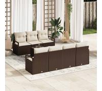 vidaXL Set Divano da Giardino 8 pcs Marrone e Crema polyrattan