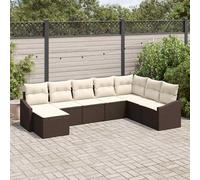 vidaXL Set Divano da Giardino 8 pcs Marrone e Crema polyrattan