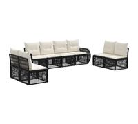 vidaXL Set di divani da giardino da 8 pezzi, nero e bianco crema, divano moderno, resistente alle intemperie, mobili da giardino, poltrona da patio, cuscino in schiuma e altro ancora