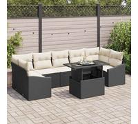 vidaXL Set Divano da Giardino 8 pcs Nero e crema 100 x 55 x 73 cm