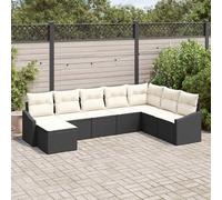 vidaXL Set Divano da Giardino 8 pcs Nero e Crema polyrattan
