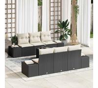 vidaXL Set Divano da Giardino 8 pcs Nero e Crema polyrattan