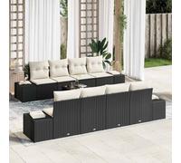 vidaXL Set Divano da Giardino 8 pcs Nero e Crema polyrattan