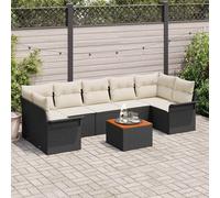 vidaXL Set Divano da Giardino 8 pcs Nero e Crema polyrattan
