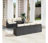 vidaXL Set Divano da Giardino 8 pcs Nero e Crema polyrattan