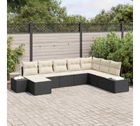 vidaXL Set Divano da Giardino 8 pcs Nero e Crema polyrattan