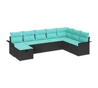 vidaXL Set Divano da Giardino 8 pcs Nero e Turchese polyrattan, Divano modulare moderno per giardino e terrazzo, arredo resistente, rattan con scomparti per riporre