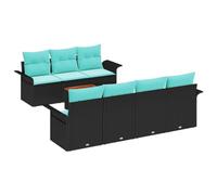 vidaXL Set Divano da Giardino 8 pcs Nero e Turchese polyrattan, Divano modulare per giardino e terrazzo, materiali resistenti al sole, per un comfort al fresco