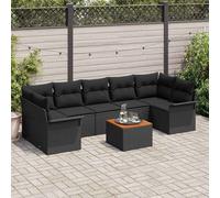 vidaXL Set Divano da Giardino 8 pcs Nero Poly Rattan