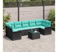 vidaXL Set Divano da Giardino 8 pcs Nero Poly Rattan, Set Divano da Giardino, Mobile Resistente e Modulare, Soluzione Terrazza Impregnata per Spazi Moderni