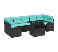 vidaXL Set Divano da Giardino 8 pcs Nero Rattan in Polipropilene, Set di divani modulari da giardino e terrazzo, arredamento esterno, comfort contemporaneo per il patio