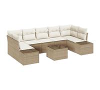 vidaXL Set Divano da Giardino 8 Pezzi Beige in Rattan Polivalente con Cuscini Comfort Mobili da Patio Sezionali per 7 Persone Design Moderno Resistente alle Intemperie Divano da Quattro Posti Tavoli