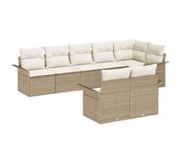 vidaXL Set Divano da Giardino 8 Pezzi con Cuscini Beige in Polyrattan, Mobili da Esterno per 4, Design Modulare Moderno, Resistente alle Intemperie, Facile da Montare, Divano Angolare da Patio Intrec
