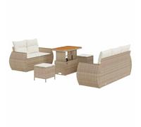 vidaXL Set Divano da Giardino 8 Pezzi con Cuscini Beige Polyrattan Mobili da Esterno per Balcone Patio e Sistema di Sedute Modulare Divano Moderno a Due Posti