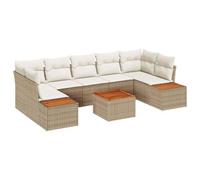 vidaXL Set Divano da Giardino 8 Pezzi con Cuscini Beige Rattan Polietilene Resistente alle Intemperie Arredamento da Patio per 6 Persone Design Modulare Tavolino da caffè Posto da Esterno Moderno