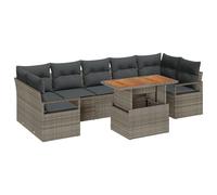 vidaXL Set Divano da Giardino 8 Pezzi con Cuscini Grigi in Rattan PE Resistente alle intemperie Design modulare Mobili da Esterno per Pranzo e Relax all'aperto Posti di Lusso e Comodi con Intrecciato
