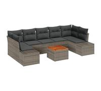 vidaXL Set Divano da Giardino 8 Pezzi Grigio Polyrattan con Cuscini Resistente per Relax all'Aperto per Balcone Patio Divano Modular Rettangolare Lounge Arredamento Contemporaneo Resistente ai Raggi