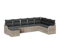 vidaXL Set Divano da Giardino 8 Pezzi con Cuscini Grigio Chiaro, Design modulare, Resistente alle intemperie, Super Comodo per Stare all'aperto, Perfetto per patii, balconi, Lounge, Patio e terrazza