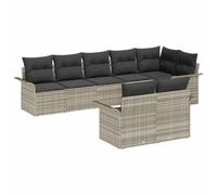 vidaXL Set Divano da Giardino 8 Pezzi con Cuscini Grigio Chiaro in Polyrattan Posti a Sedere per 4 Persone Design Modulare Resistente alle Intemperie Mobili Facili da Assemblare Angolare Sezionale p