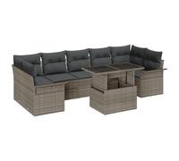 vidaXL Set di 8 divani da giardino con cuscino, grigio polyrattan, mobili da giardino per balconi, sedute e salone imbottito, 4 posti, divano ad angolo patio
