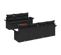 vidaXL Set Divano da Giardino 8 Pezzi con Cuscini in polyrattan Nero e Acacia | Comodo per Esterni, ma Resistente ai Raggi UV. Ha Un Design Moderno e stiloso, ed è Perfetto per Il Patio o per Creare