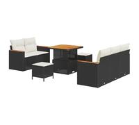 vidaXL Set Divano da Giardino 8 Pezzi con Cuscini Neri, Crema e Bianchi in Rattan Sintetico. Mobile da Esterno per Terrazza, Lounge Modulare e Resistente al Tempo. Otto Posti con Tessitura Intrecciat