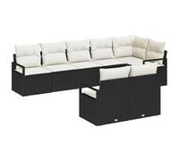 vidaXL Set Divano da Giardino 8 Pezzi con Cuscini Neri in polyrattan, Divano da Giardino 2 posti con Storage e Cuscini Neri in polyrattan