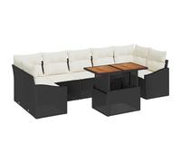 vidaXL Set Divano da Giardino 8 Pezzi con Cuscini Nero Polyrattan