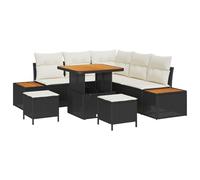 vidaXL Set Divano da Giardino 8 Pezzi con Cuscini Nero Polyrattan & Panna per Mobili da Esterno Seduta Regolabile Modulare Fino a 5 Persone Sedia Angolare Divani Patio