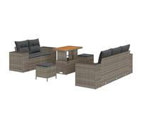 vidaXL Set Divano da Giardino 8 Pezzi Grigio in Polyrattan con Cuscini | Posto per 6 Persone, Design Modulare, Resistente alle Intemperie, Cuscini Inclusi, Mobili Eleganti per Balcone, Stile Moderno