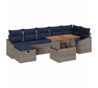 vidaXL Set divano da giardino 8 pezzi grigio polyrattan, set da divano da giardino, collezione esterna modulabile, leggero, resistente ai raggi UV, con scomparti integrati