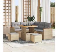 vidaXL Set Divano da Giardino 8 pz 5-Numero di posti Beige Poly Rattan