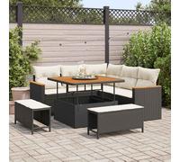 vidaXL Set Divano da Giardino 8 pz 5-Numero di posti Nero Poly Rattan