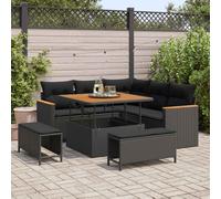 vidaXL Set Divano da Giardino 8 pz 5-Numero di posti Nero Poly Rattan