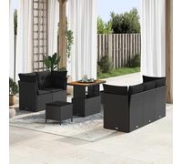 vidaXL Set Divano da Giardino 8 pz 5-Numero di posti Nero polyrattan