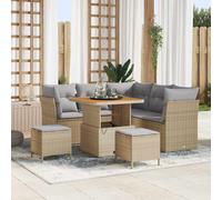 vidaXL Set Divano da Giardino 8 pz 5 posto Beige e Grigio Chiaro