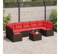 vidaXL Set Divano da Giardino 8 pz 7-Numero di posti Beige e Rosso