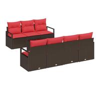 vidaXL Set Divano da Giardino 8 pz 7-Numero di posti Beige e Rosso