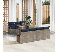 vidaXL Set Divano da Giardino 8 pz 7-Numero di posti Grigio e Blu